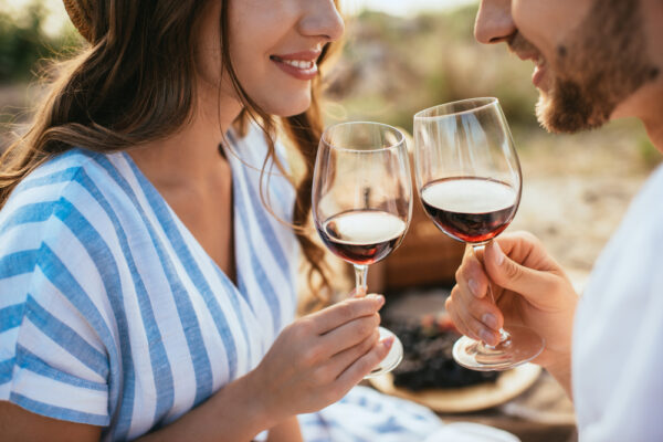 Couple sipping wine